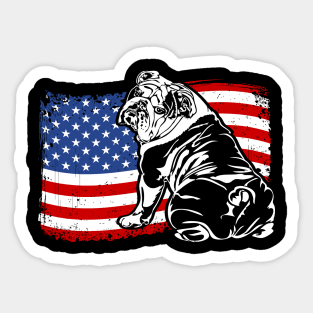 English Bulldog American Flag patriotic dog Sticker